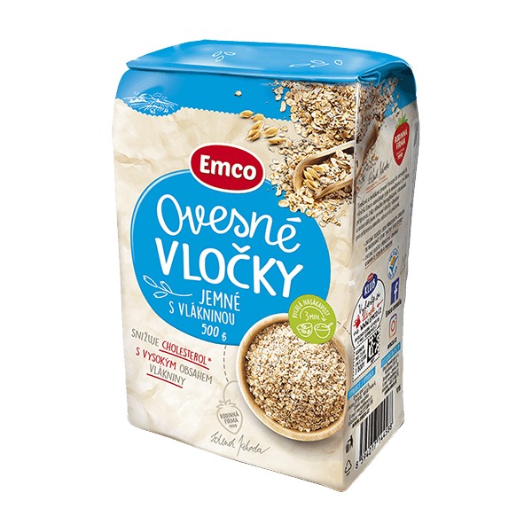 Emco ovesné vločky jemné s vlákninou 500g
Emco ovesné vločky jemné s vlákninou 500g