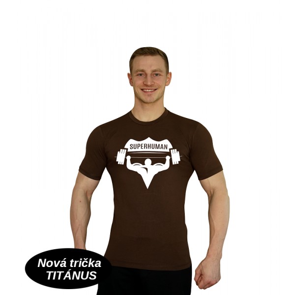 Elastické tričko Superhuman - hnědá/bílá Elastické tričko Superhuman - hnědá/bílá