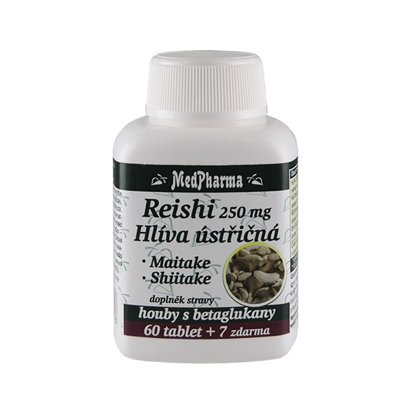 MedPharma Reishi 250 mg + hlíva ústřičná + maitake + shiitake, 67 tablet