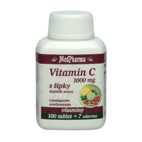 MedPharma Vitamin C 1000 mg s šípky, prodloužený účinek, 107 tobolek