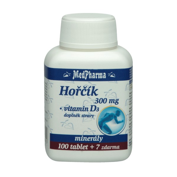 MedPharma Hořčík 300 mg + vitamin D3, 107 tobolek