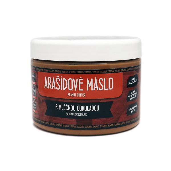 TITANUS arašídové máslo s mléčnou čokoládou (500 g) TITANUS arašídové máslo s mléčnou čokoládou (500 g)