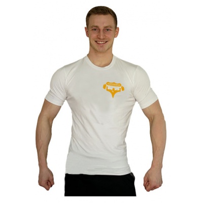 Tričko Superhuman malé logo - bílá/žlutá