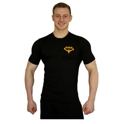 Elastické tričko Superhuman malé logo - černá/žlutá