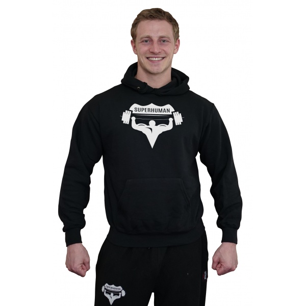 Mikina s kapucí Superhuman - černá/bílá Mikina s kapucí Superhuman - černá/bílá