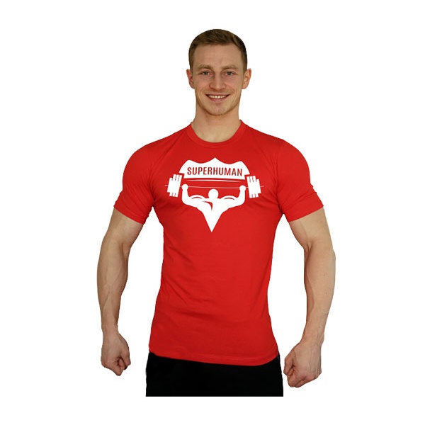 Elastické tričko Superhuman - červená/bílá