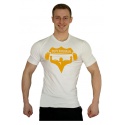 Elastické tričko Superhuman velké logo - bílá/žlutá