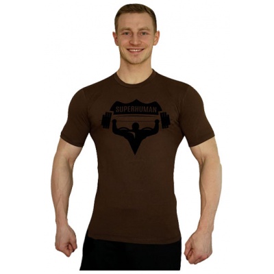 Tričko Superhuman velké logo - hnědá/černá