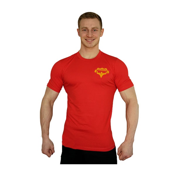 Tričko Superhuman malé logo - červená/žlutá