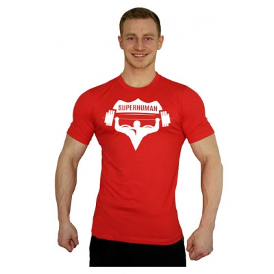 Tričko Superhuman velké logo - červená/bílá