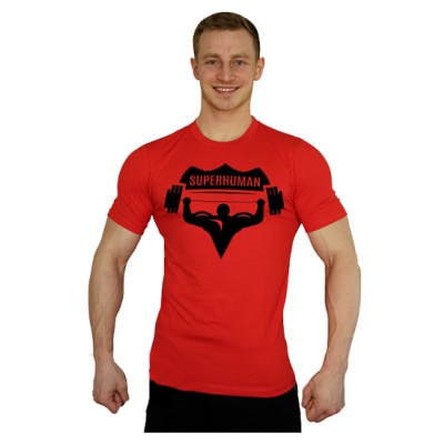Červené tričko Superhuman velké černé logo