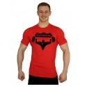 Červené tričko Superhuman velké černé logo 13 — vel. M
