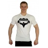 Bílé tričko Superhuman s velkým černým logem — vel. XL
