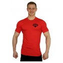 Červené tričko Superhuman malé černé logo 9 — vel. XL