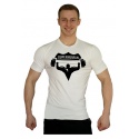Elastické bílé tričko Superhuman velké černé logo 15 — vel. L