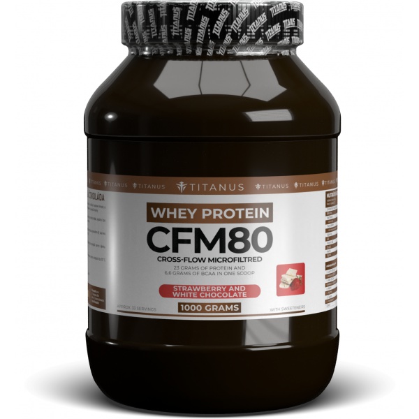 CFM Whey protein 80 Titanus jahoda bílá čokoláda