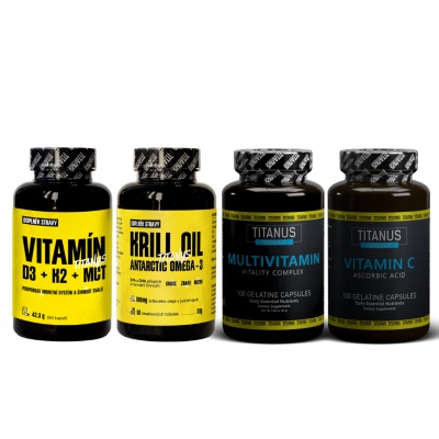 Vitamín D3, K2, MCT + Krill Oil + Multivitamín + Vitamín C