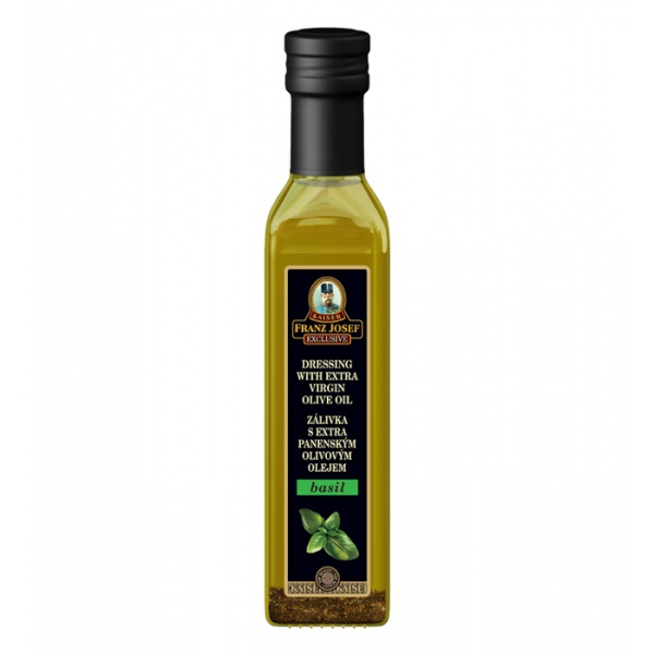 Zálivka s extra panenským olivovým olejem s příchutí bazalky 250ml