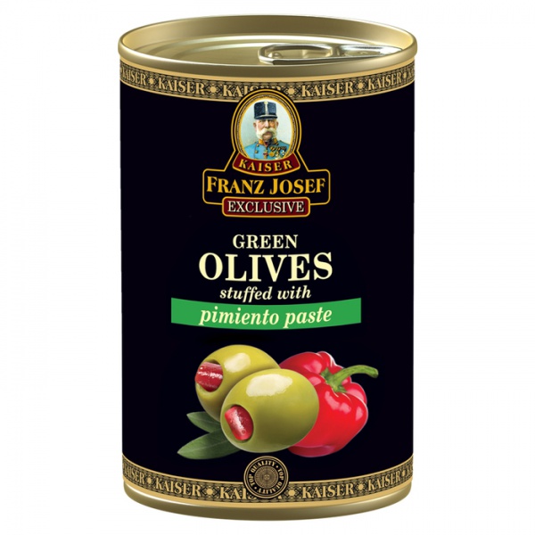 Zelené olivy plněné paprikovou pastou ve slaném nálevu 300g