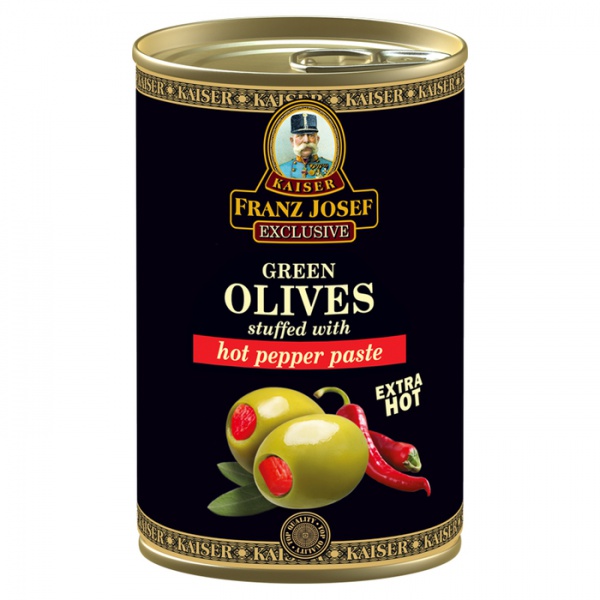 Zelené olivy plněné pálivou paprikovou pastou 300g