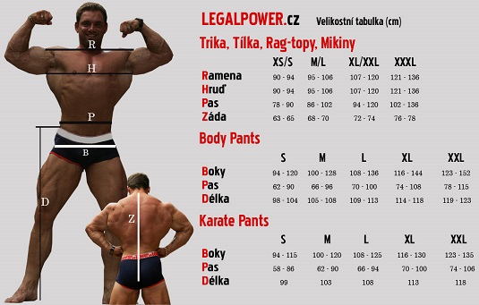 velikostní tabulka LEGAL POWER